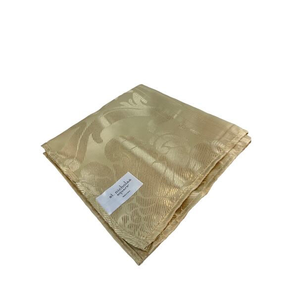 St. Nicholas Square Tablecloth Damask Floral Pattern Beige Neutral Decor - Picture 1 of 8